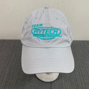 Team Rytech Baseball Hat Mens Adjustable Gray Teal Strapback Cap Port & Company